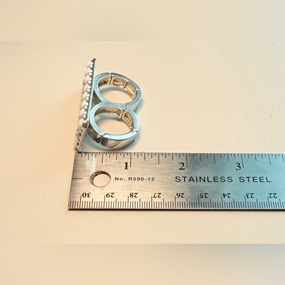 Vintage Double-Finger Horizontal/Rectangular Bar Design Ring - Picture 8 of 9